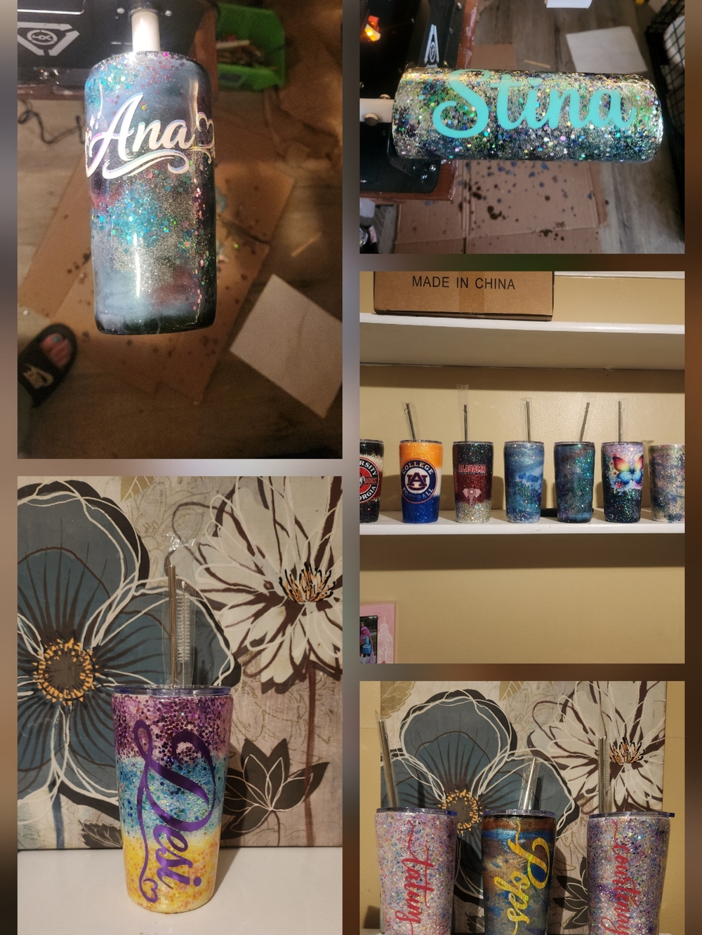 Custom Made And Personalized Glitter Hot/Cold Tumblers
